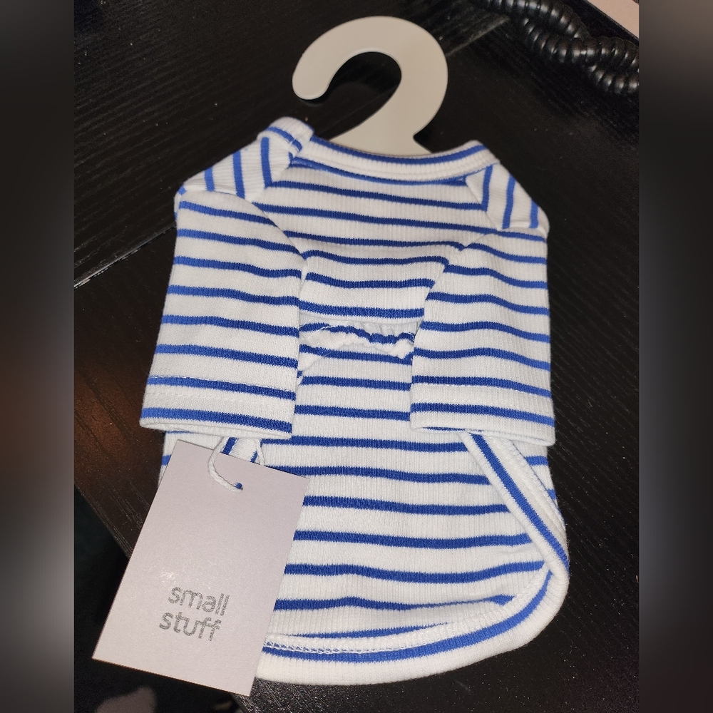 Blue and White Striped Small Stuff Dog Shirt